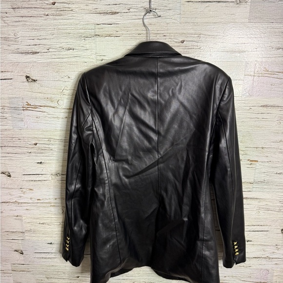 Zara Faux Leather Blazer Jacket size medium black - Picture 6 of 6